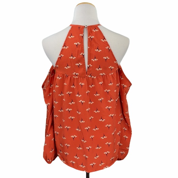 Abercrombie Orange Floral Print Cold Shoulder Blouse - Picture 6 of 16
